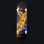Skateboard Epic Blue Orange Flame Abstract Magic Energy<br><div class="desc">Hit the streets with unparalleled, explosive energy using this spectacular elemental skateboard deck. The artwork features a breathtaking, glowing energy core that perfectly spans the length of the board. The intense collision of vibrant blue magical flames and roaring orange fire against the pure black background creates a raw, aggressive aesthetic...</div>