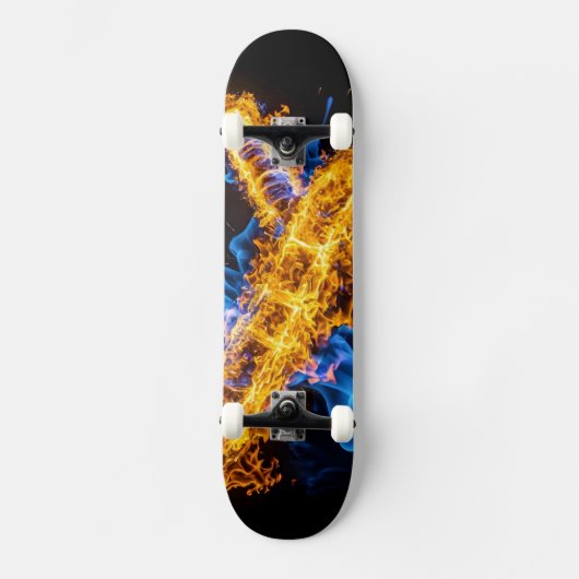 Skateboard Epic Blue Orange Flame Abstract Magic Energy (Recto)