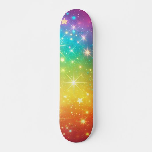 Skateboard Espace étoile arc-en-ciel coloré (Devant)