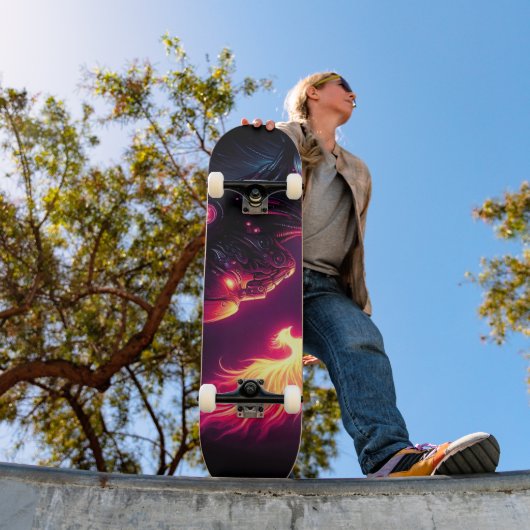 Skateboard Esprit de feu de phénix de robot futuriste cyberné (Extérieur 1)