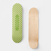 Skateboard Esthétique Rétro Damier Nom Vert Citron   (Recto)