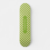 Skateboard Esthétique Rétro Damier Nom Vert Citron   (Devant)