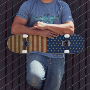 Skateboard États-Unis Amérique États-Unis Étoiles Et Grilles