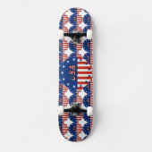 Skateboard États-Unis - Drapeau américain et étoiles en Patin (Recto)