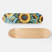 Skateboard Été/tournesol/oiseau (Horz)