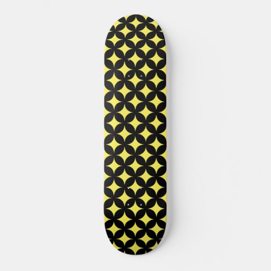 Skateboard étoiles Abstraites en noir et jaune (Recto)
