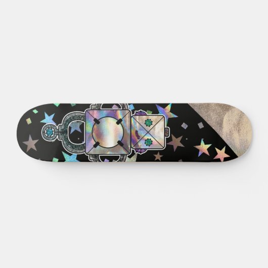 Skateboard Étoiles arc-en-ciel Holographique Robots de Partie (Horz)