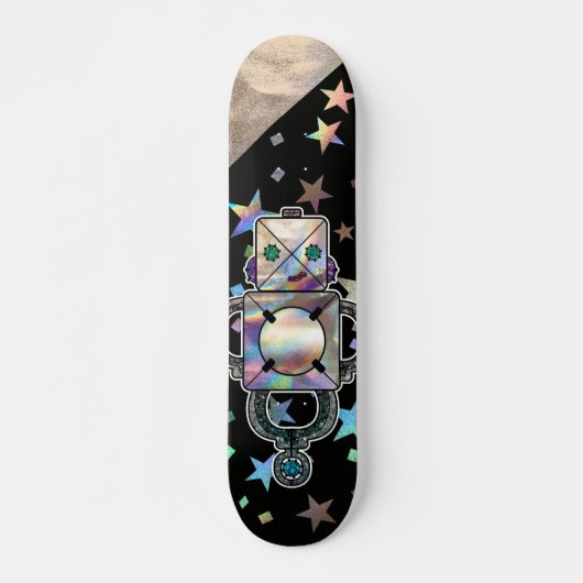 Skateboard Étoiles arc-en-ciel Holographique Robots de Partie (Devant)