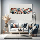 Skateboard Étoiles et rayures Drapeau américain Rouge Blanc B