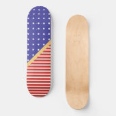 SKATEBOARD ÉTOILES ET STRIPES PERSONNALISÉS MOTIF BLANC ROUGE (Recto)