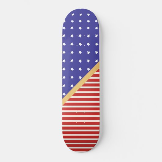 SKATEBOARD ÉTOILES ET STRIPES PERSONNALISÉS MOTIF BLANC ROUGE (Recto)