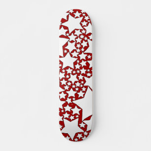 Skateboard Étoiles, Étoiles, Étoiles en Rouge et Blanc