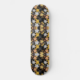 Skateboard Étoiles Explosion Or Noir Bronze Argent Confetti