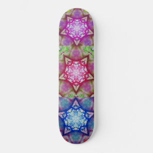 SKATEBOARD ÉTOILES ROSE BLEU ABSTRAITES