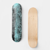 Skateboard Étrange texture fibreuse en bleu clair et noir (Recto)
