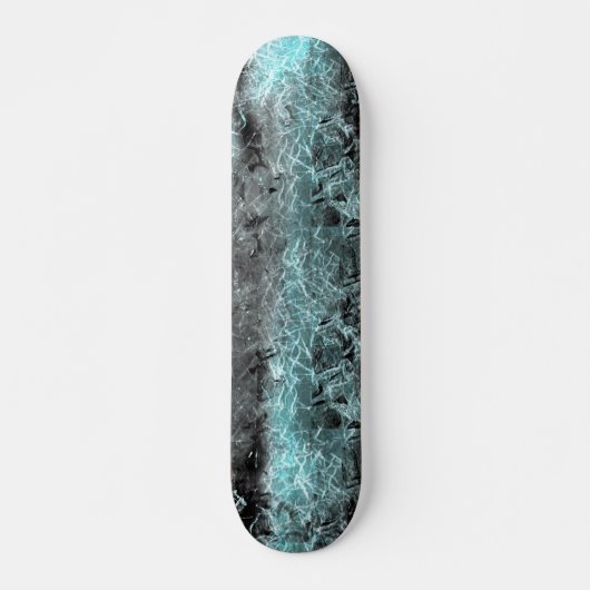 Skateboard Étrange texture fibreuse en bleu clair et noir (Devant)