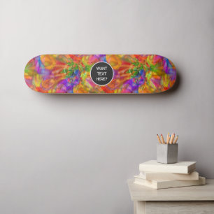 Skateboard Explosion de peinture de couleurs vives - Texte fa