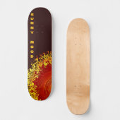 Skateboard Explosion de soleil jaune orange marron abstrait p (Recto)