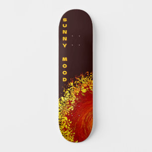 Skateboard Explosion de soleil jaune orange marron abstrait p