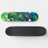 Skateboard Expressionnisme moderne bleu vert (Horz)