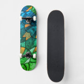 Skateboard Expressionnisme moderne bleu vert (Recto)