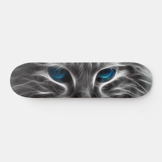 Skateboard Face de chat bleu magnifique (Horz)
