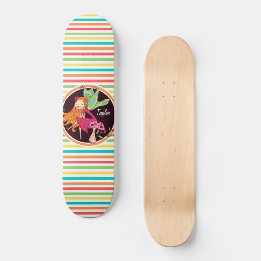 Skateboard Fairy on Bright Rainbow Stripes (Recto)