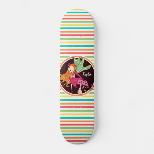 Skateboard Fairy on Bright Rainbow Stripes (Recto)