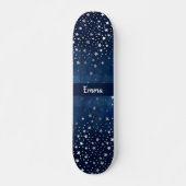Skateboard Falling Silver Stars Celestial Personnalisé (Devant)