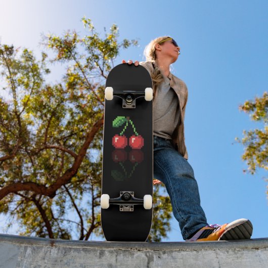 Skateboard fan art Pac-Man pixel cerise noir (Extérieur 1)