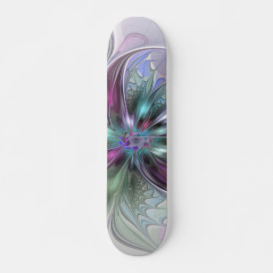 Skateboard Fantaisie Abstraite Moderne Fleur Fractale Colorée