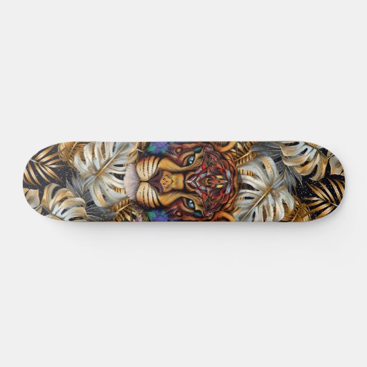 Skateboard Fantasy Boho Jungle Tiger Head Mixed Media  (Horz)