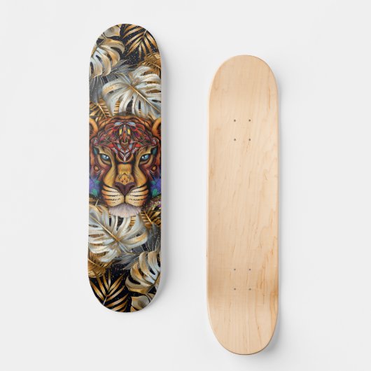 Skateboard Fantasy Boho Jungle Tiger Head Mixed Media  (Recto)
