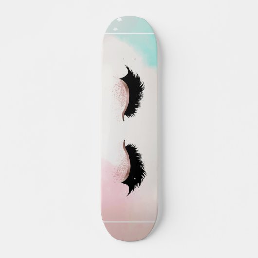 Skateboard Faux cils de fille cool (Devant)