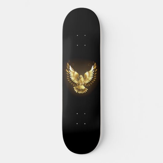 Skateboard Faux Gold Foil Peace Dove en noir (Recto)