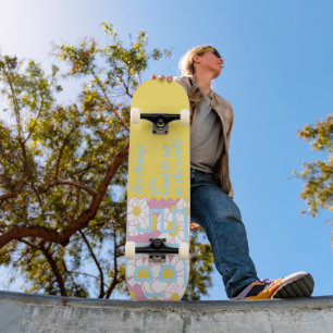 SKATEBOARD FAVORABLE DIT FLEURS JAUNES FEMININE