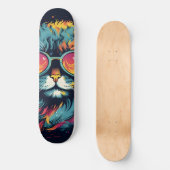 Skateboard Feline Geek rétro chic (Recto)