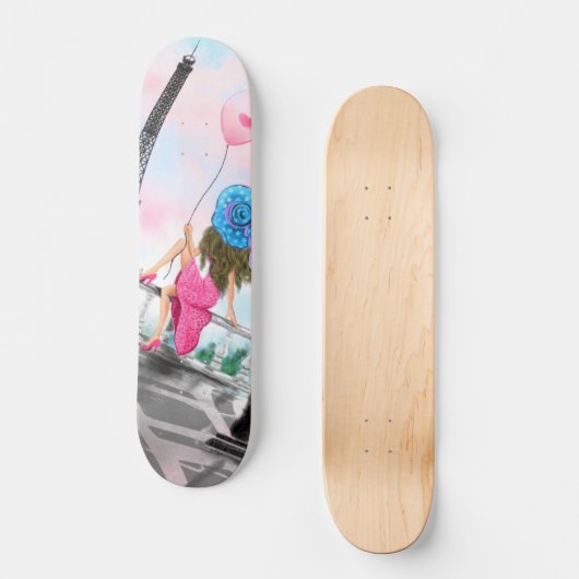 Skateboard Femme À Paris Tour Eiffel (Recto)