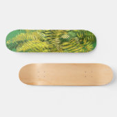 Skateboard Ferne, frondes, fleuris, vert jaune doré vert (Horz)