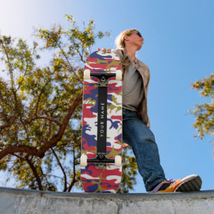 Skateboard Fête de l'Indépendance Camouflage Votre nom Person