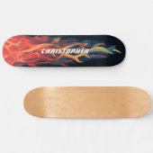 Skateboard Feu Abstrait Cool Flamme Orange Bleu (Horz)