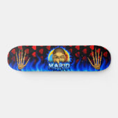 Skateboard Feu bleu de Mario skull Skatersollie skateboard. (Horz)