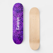 Skateboard Feuillage motif de feuille bleu violet nom personn (Recto)