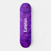 Skateboard Feuillage motif de feuille bleu violet nom personn (Recto)