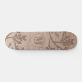 Skateboard Feuille en bois gravé Nom vintage monogramme (Horz)