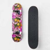 Skateboard Feuille et fleurs tropicaux (Recto)