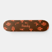 Skateboard Feuille rouge nom personnalisé brun (Horz)