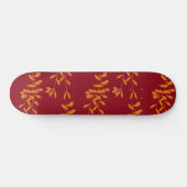 Skateboard Feuilles de branches de silhouette orange sur roug (Horz)