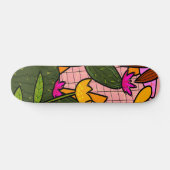 Skateboard Feuilles et fleurs tropicales abstraites (Horz)