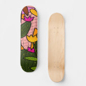 Skateboard Feuilles et fleurs tropicales abstraites (Recto)